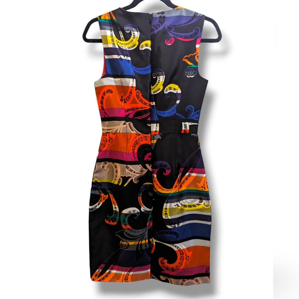TRINA TURK 'Kudson' Multi Color Paisley Sleeveless Sheath Silk Blend Dress- 2 - Picture 6 of 11